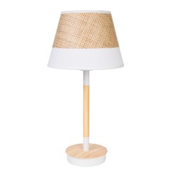 Tischlampe Romimex Weiß Beige Holz korb 23 x 44 x 23 cm