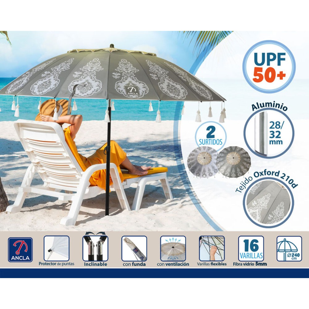 Parasol de plage Ø 240 cm SPF50+ Oriental