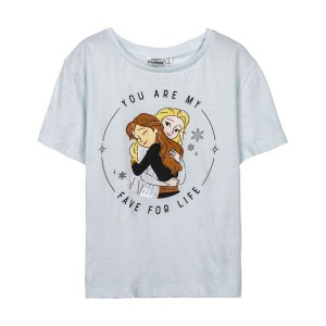 Kurzarm-T-Shirt für Kinder Frozen Hellblau