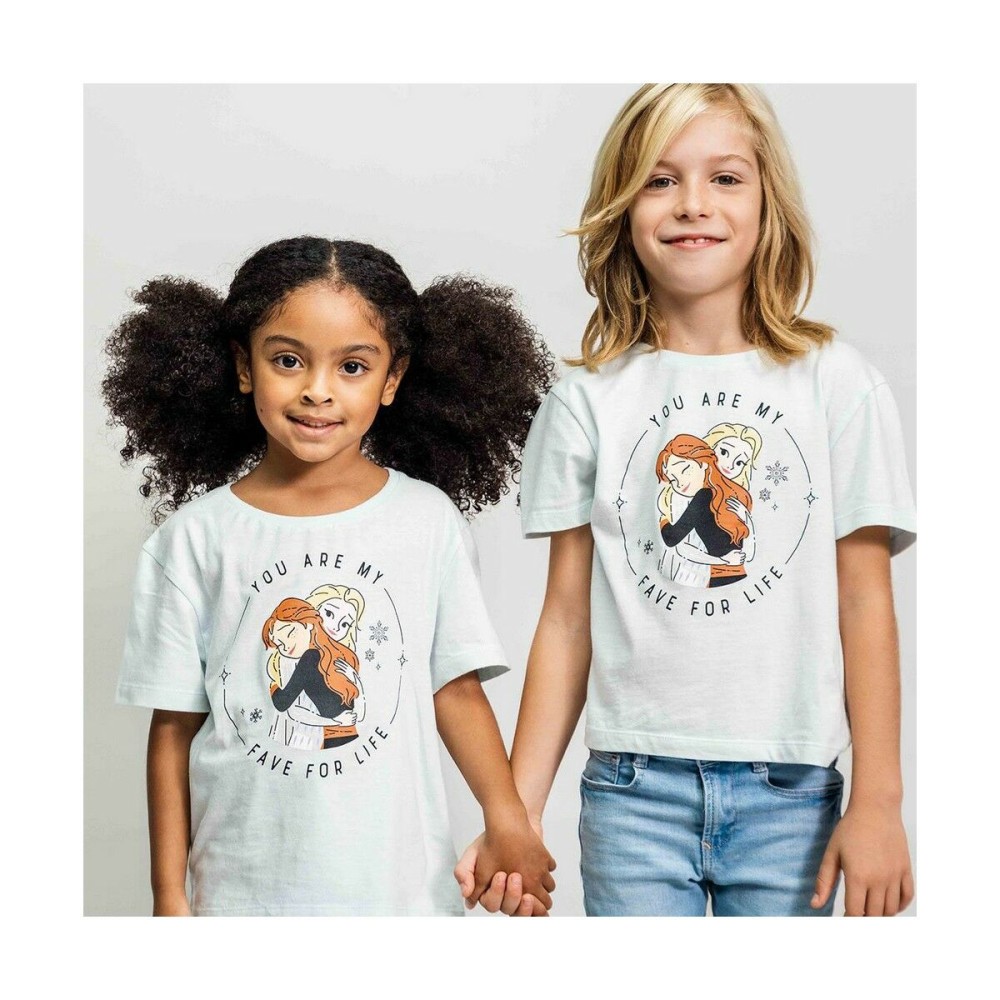 Kurzarm-T-Shirt für Kinder Frozen Hellblau