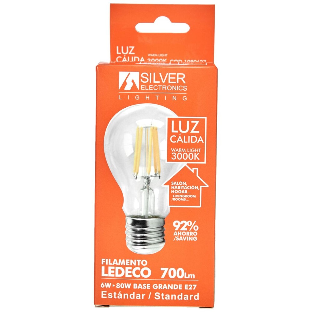 Ampoule LED Sphérique Silver Electronics 1980627 E27 6W 3000K A++ (Lumière chaude)