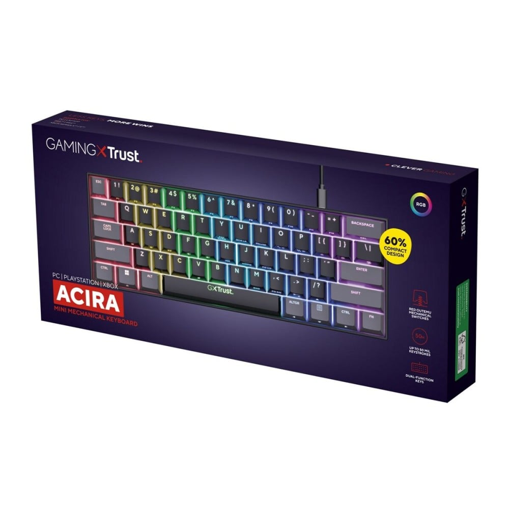 Clavier pour jeu Trust GXT 867 Acira Noir Multicouleur QWERTY Qwerty US