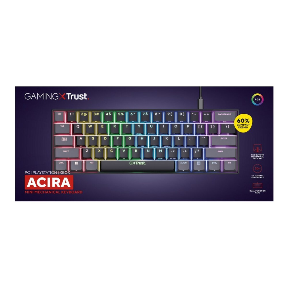Clavier pour jeu Trust GXT 867 Acira Noir Multicouleur QWERTY Qwerty US