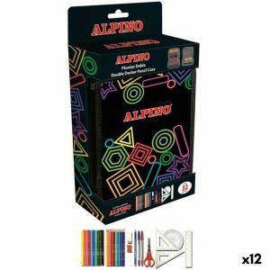 Plumier double Alpino Multicouleur 32 Pièces (12 Unités)