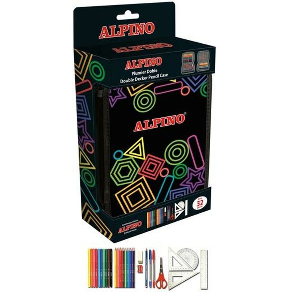 Plumier double Alpino Multicouleur 32 Pièces (12 Unités)