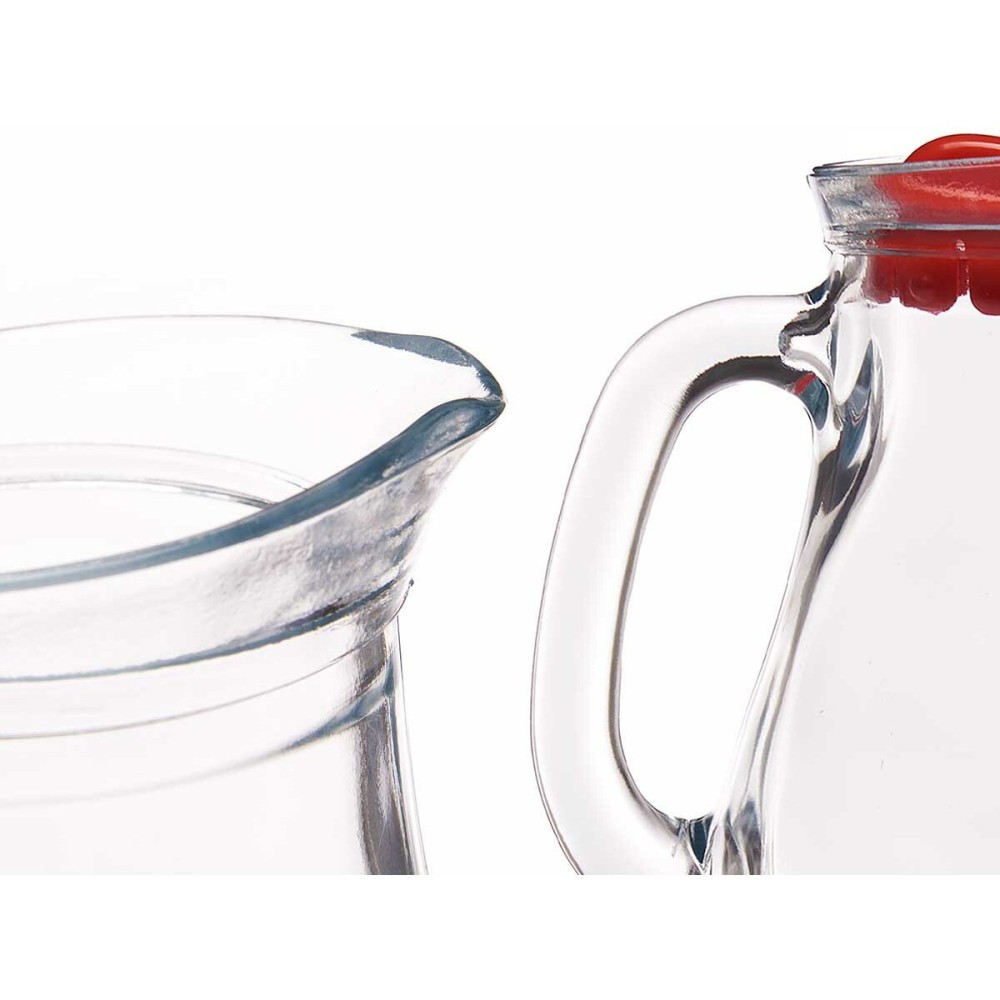 Jug Pasabahce Bistro Red Transparent Glass Plastic 1 L