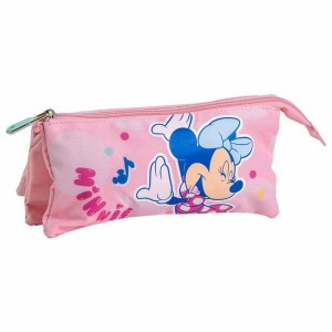 Dreifaches Mehrzweck-Etui Minnie Mouse Rosa 2,2 x 1,1 x 22,5 cm