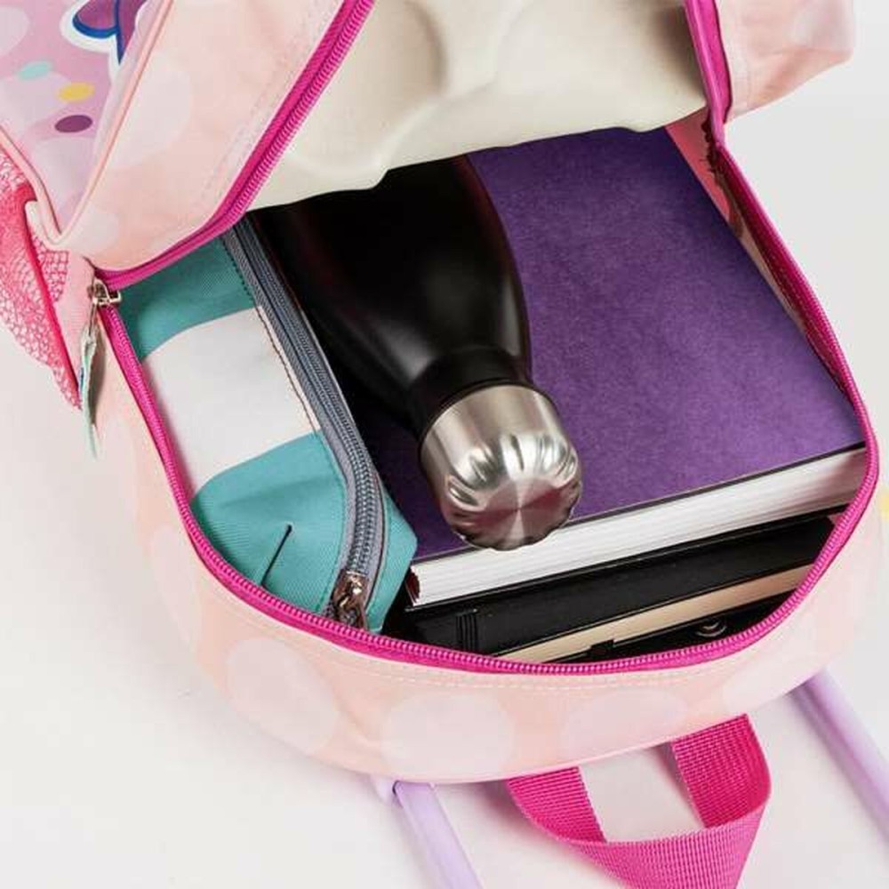 3D School Bag with Wheels Minnie Mouse Pink 25,0 x 31,0 x 10,0 cm