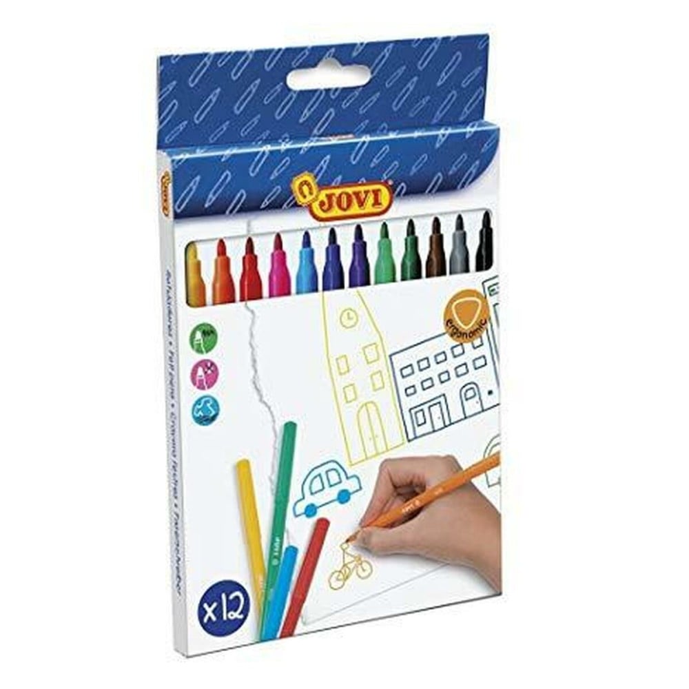 Set of Felt Tip Pens Jovi Multicolour 12 Pieces (12 Units)