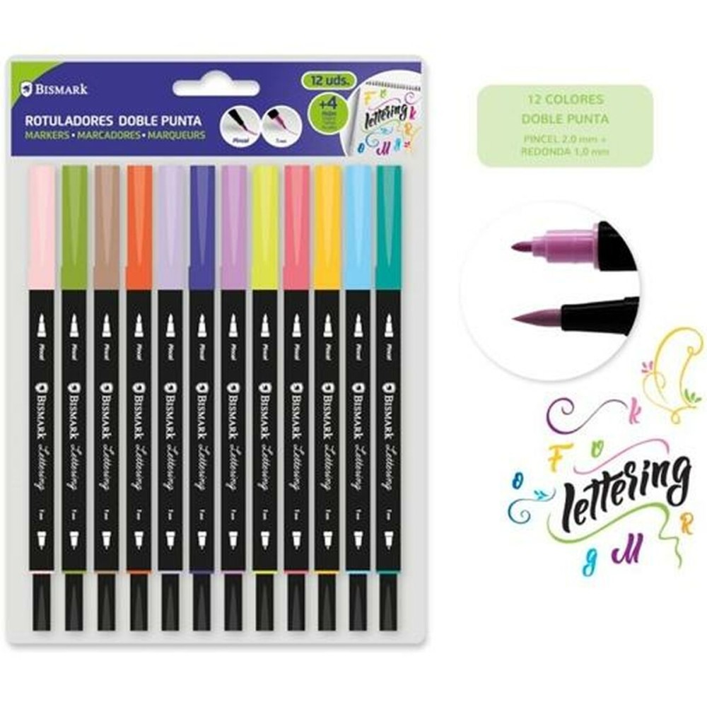 Marker-Set Bismark LETTERING Bunt 12 Stücke (6 Stück)