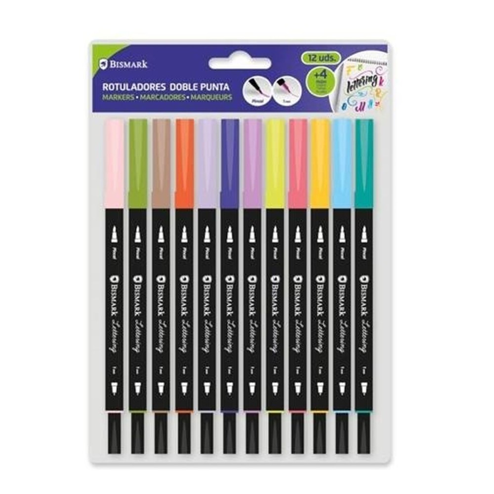 Ensemble de Marqueurs Bismark LETTERING Multicouleur 12 Pièces (6 Unités)