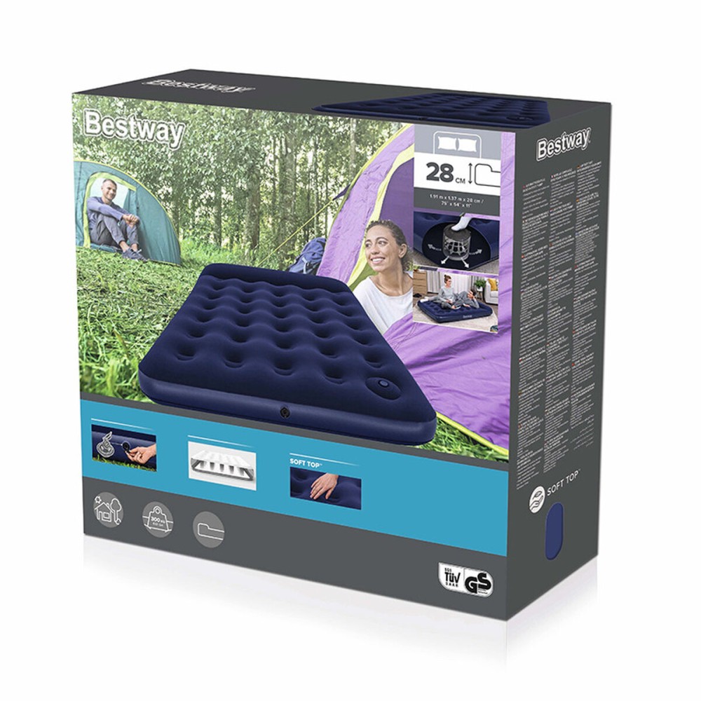 Bestway Doppelmatratze mit Fußpumpe 191x137x28 cm Aufblasbar und Camping 67225