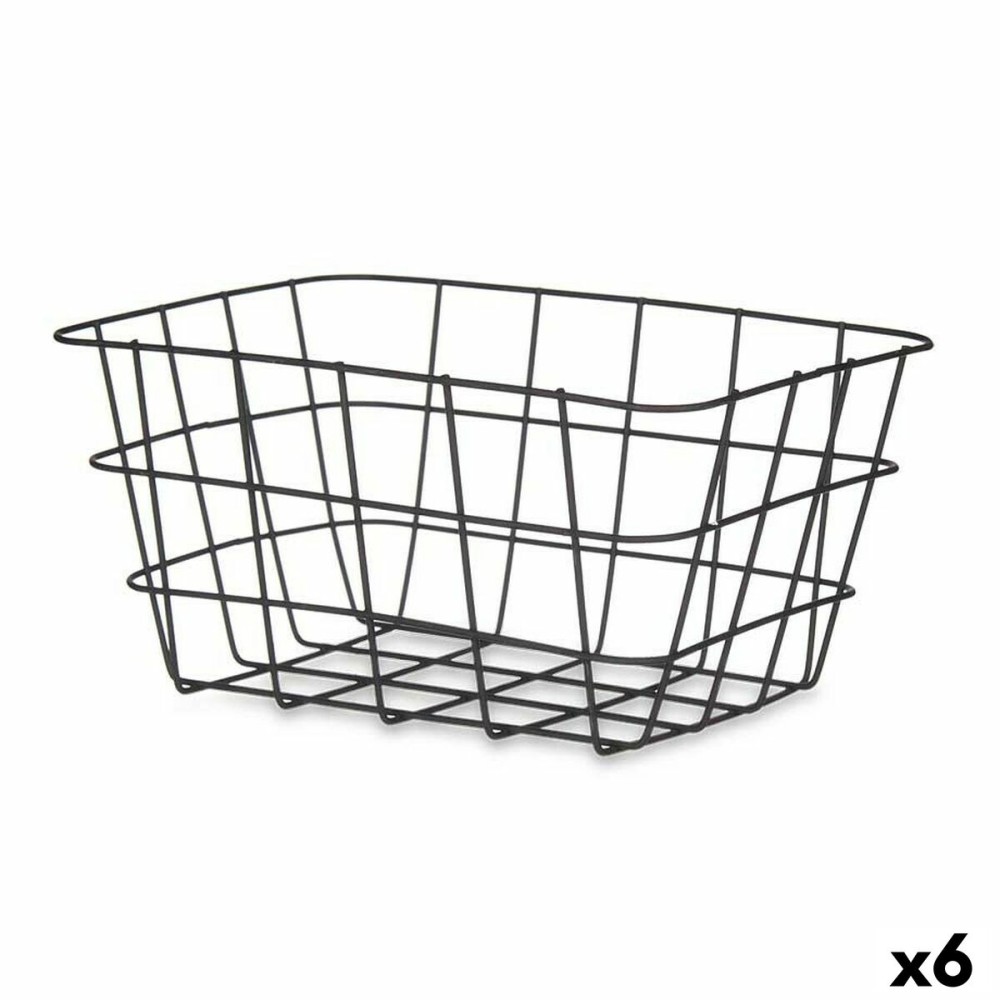 Panier Multi-usages Kinvara W5759K-S BLACK Noir Métal 24,5 x 12 x 18 cm Rectangulaire (6 Unités)