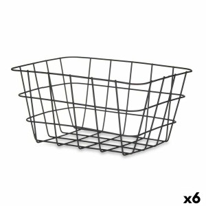 Panier Multi-usages Kinvara W5759K-S BLACK Noir Métal 24,5 x 12 x 18 cm Rectangulaire (6 Unités)