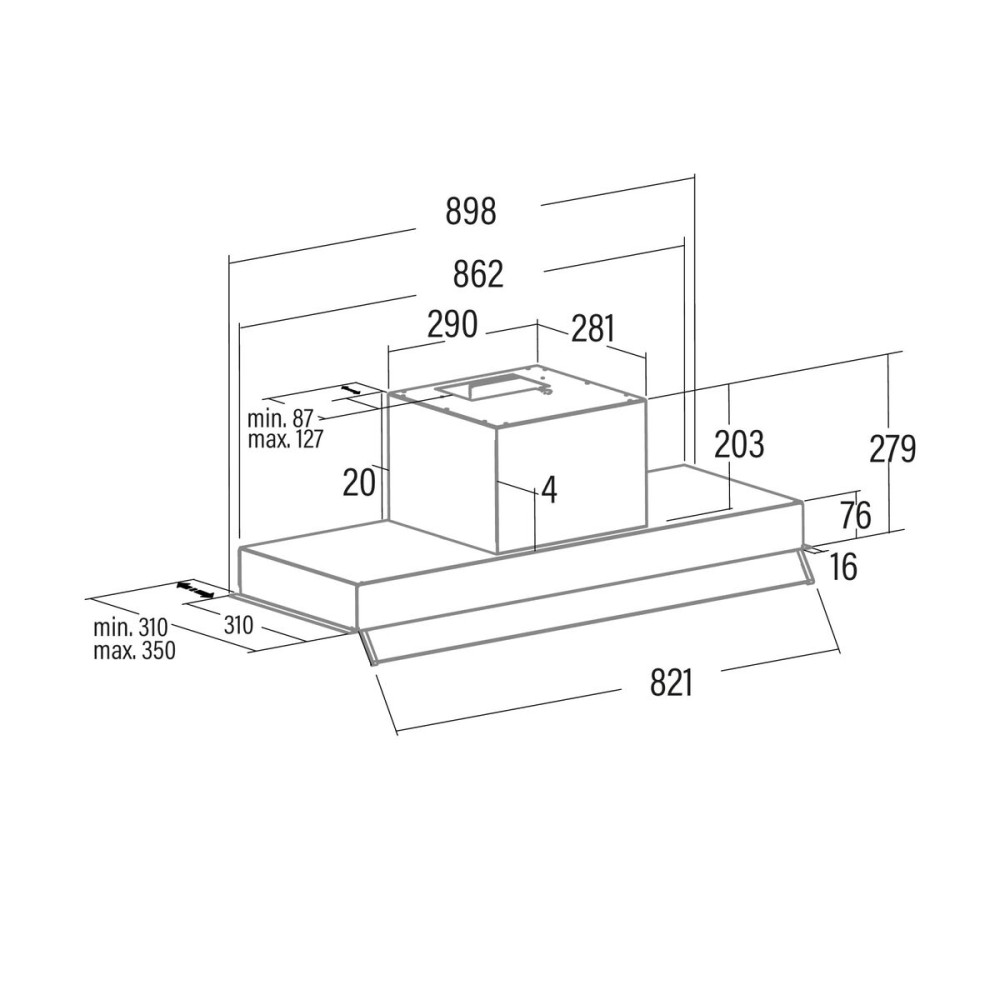Conventional Hood Cata X90/A Steel 90 cm