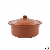 Saucepan Azofra Baked clay 24,5 x 23 x 16,7 cm With lid (3 Units)