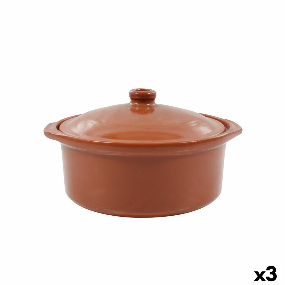 Saucepan Azofra Baked clay 24,5 x 23 x 16,7 cm With lid (3 Units)