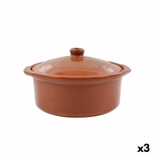 Saucepan Azofra Baked clay 24,5 x 23 x 16,7 cm With lid (3 Units)