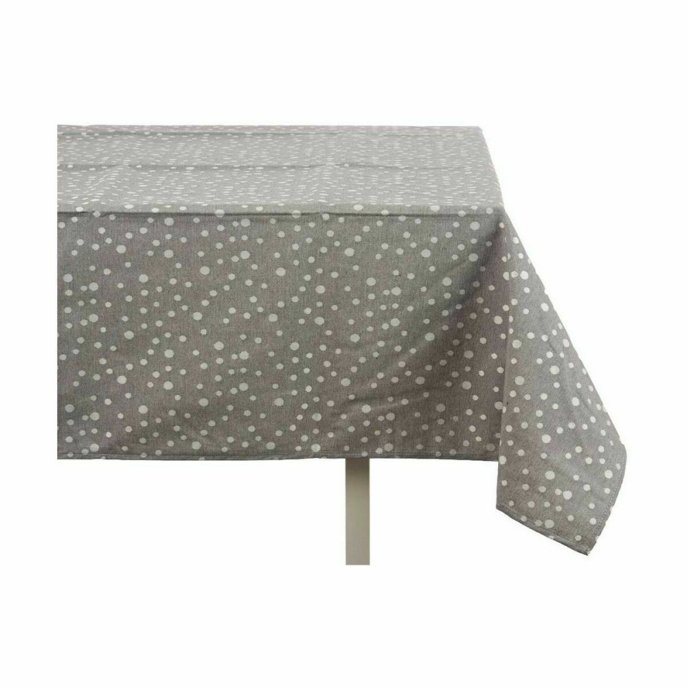 Fleckenabweisende Tischdecke Kinvara BABEL GRIS 42 Weiß Grau Jacquard Fleckenbeständig Punkte 140 x 180 cm (8 Stück)