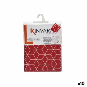 Fleckenabweisende Tischdecke Kinvara CUBIC-26195-1 Weiß Granatrot Abdeckung Fleckenbeständig abstrakt 140 x 180 cm (10 Stück)