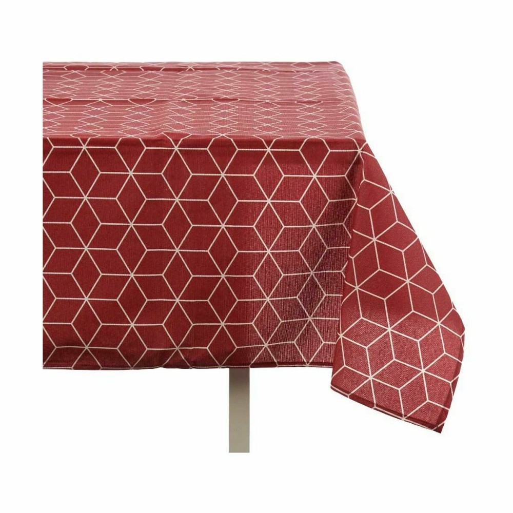 Stain-proof tablecloth Kinvara CUBIC-26195-1 White Maroon Thin canvas Anti-stain Abstract 140 x 180 cm (10 Units)