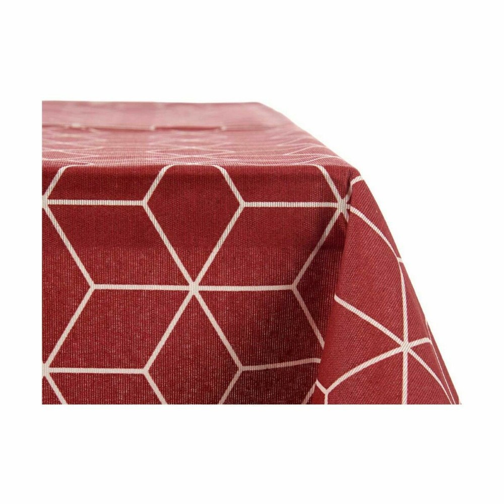 Stain-proof tablecloth Kinvara CUBIC-26195-1 White Maroon Thin canvas Anti-stain Abstract 140 x 180 cm (10 Units)