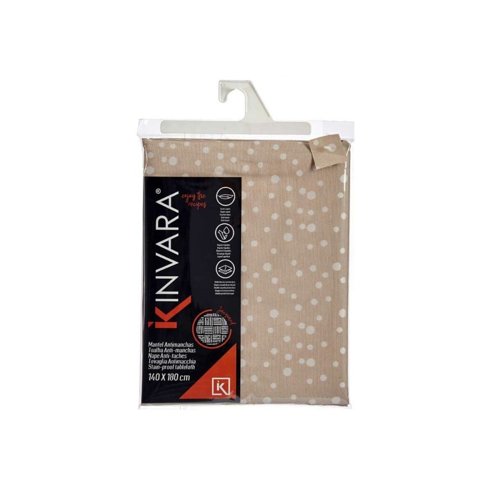 Stain-proof tablecloth Kinvara BABEL BEIGE 41 White Beige Jacquard Anti-stain Spots 140 x 180 cm (8 Units)