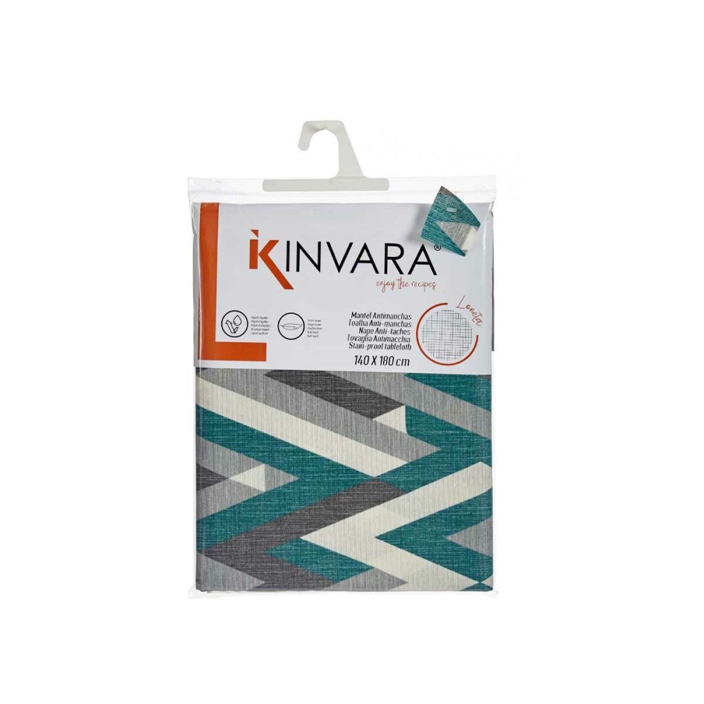 Fleckenabweisende Tischdecke Kinvara ZIGI-21469-VERDE grün Grau Abdeckung Fleckenbeständig Streifen 140 x 180 cm (10 Stück)