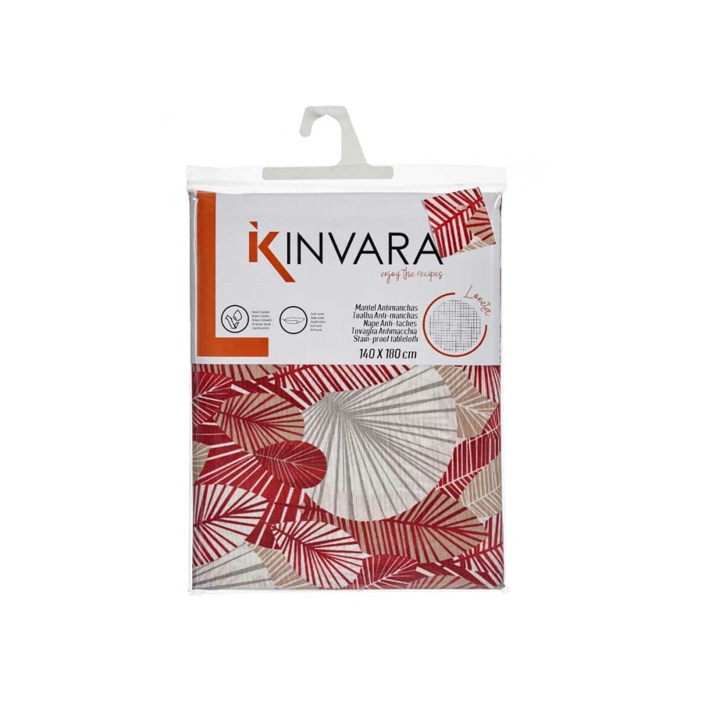 Stain-proof tablecloth Kinvara ANCARA-21520-13 Beige Maroon Thin canvas Anti-stain Sheets 140 x 180 cm (10 Units)