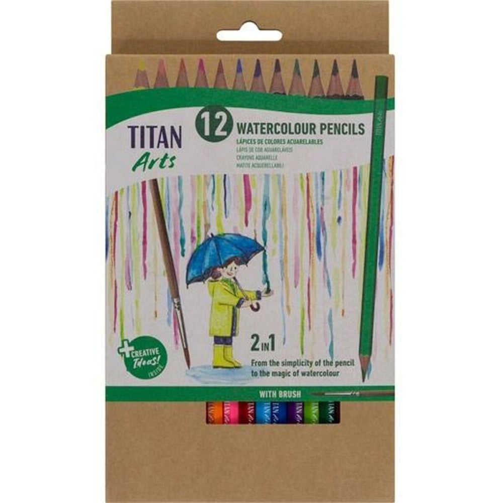 Watercolour Pencils Titan Arts Multicolour 12 Pieces