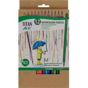 Watercolour Pencils Titan Arts Multicolour 12 Pieces