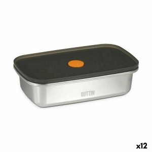 Boîte à lunch hermétique Quttin Acier inoxydable Rectangulaire 600 ml (12 Unités)