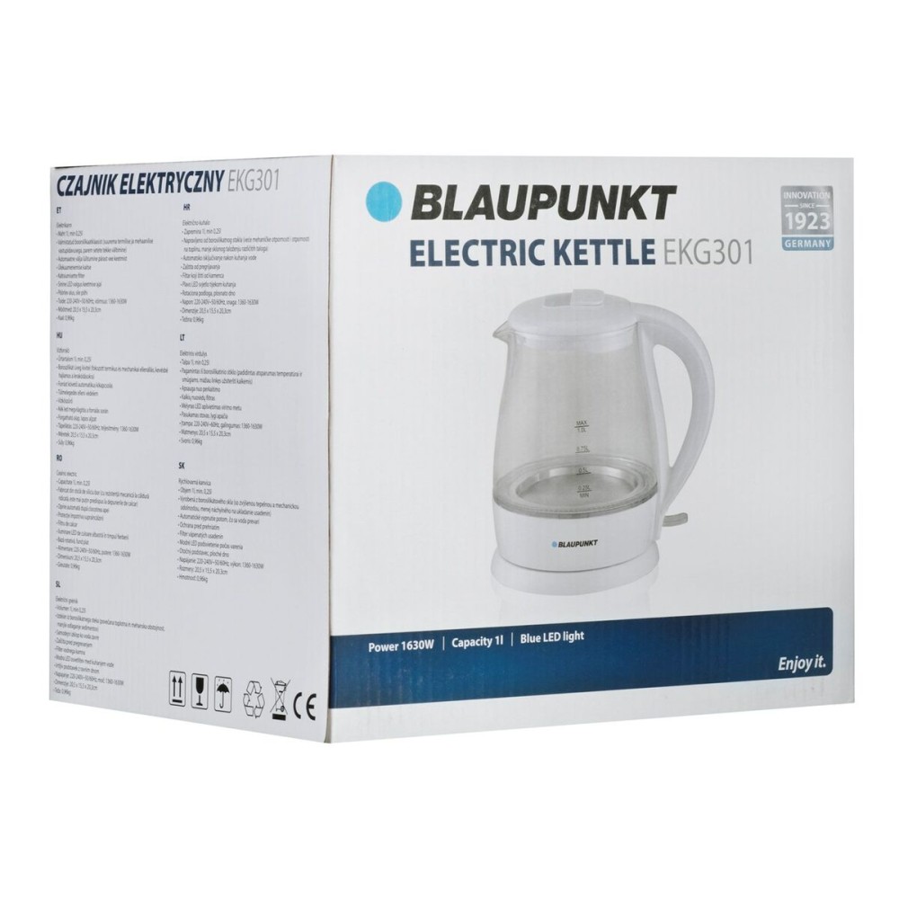 Bouilloire Blaupunkt EKG301 Blanc verre Aluminium 1630 W 1 L