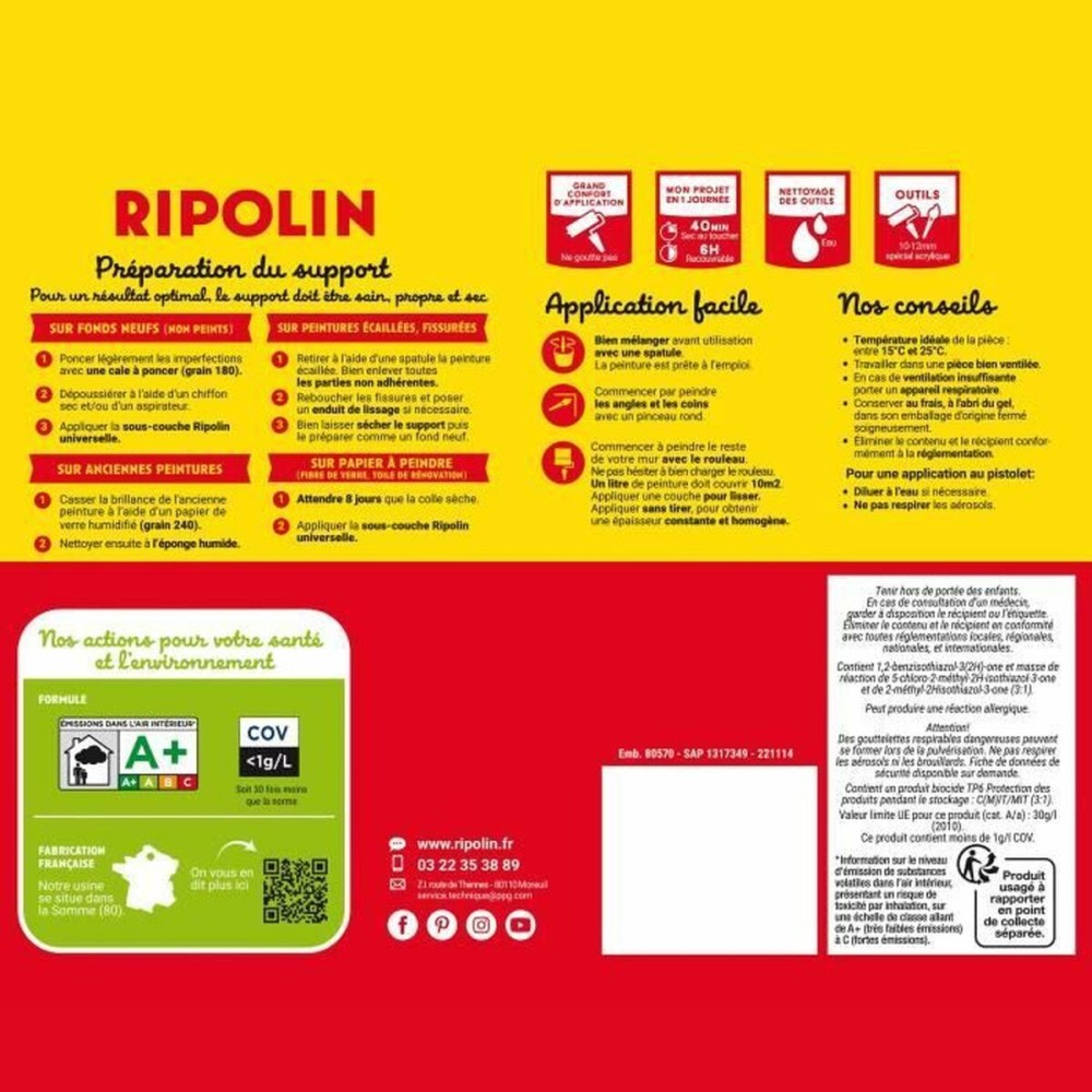 Peinture d'Apprêt Ripolin Blanc Mat 10 L