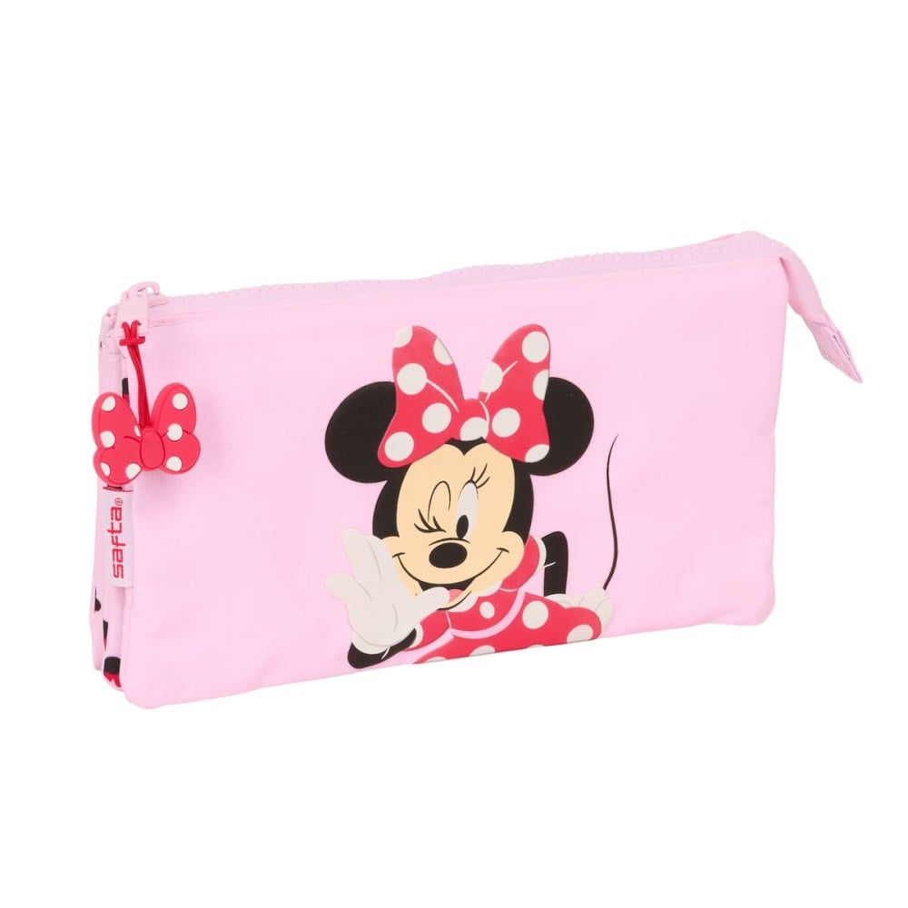 Dreifaches Mehrzweck-Etui Minnie Mouse Naive Rosa 22 x 12 x 3 cm