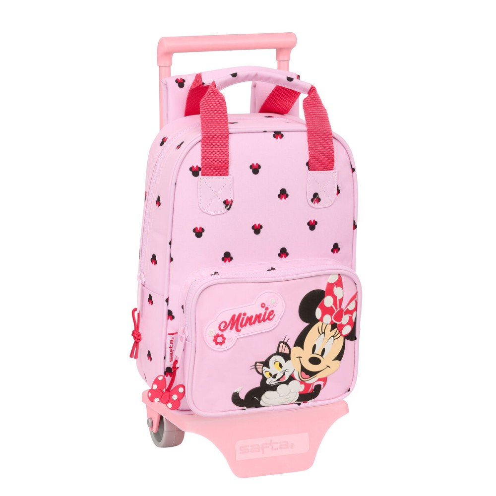 Schulrucksack mit Rädern Minnie Mouse Naive Rosa 20 x 28 x 8 cm