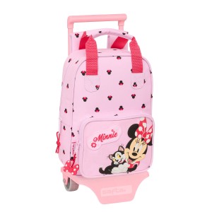Schulrucksack mit Rädern Minnie Mouse Naive Rosa 20 x 28 x 8 cm