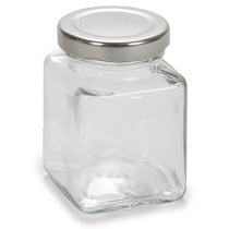 Topf Durchsichtig Silberfarben Metall Glas 100 ml 5,6 x 7,6 x 5,6 cm (6 Stück)
