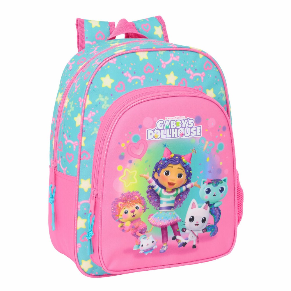 Schulrucksack Gabby's Dollhouse Confetti Rosa türkis 26 x 34 x 11 cm