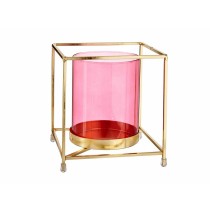 Candleholder Gift Decor SW120662A Pink Golden Metal Glass 14 x 15,5 x 14 cm Squared