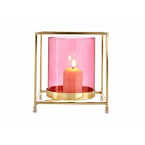 Kerzenschale Gift Decor SW120662A Rosa Gold Metall Glas 14 x 15,5 x 14 cm karriert