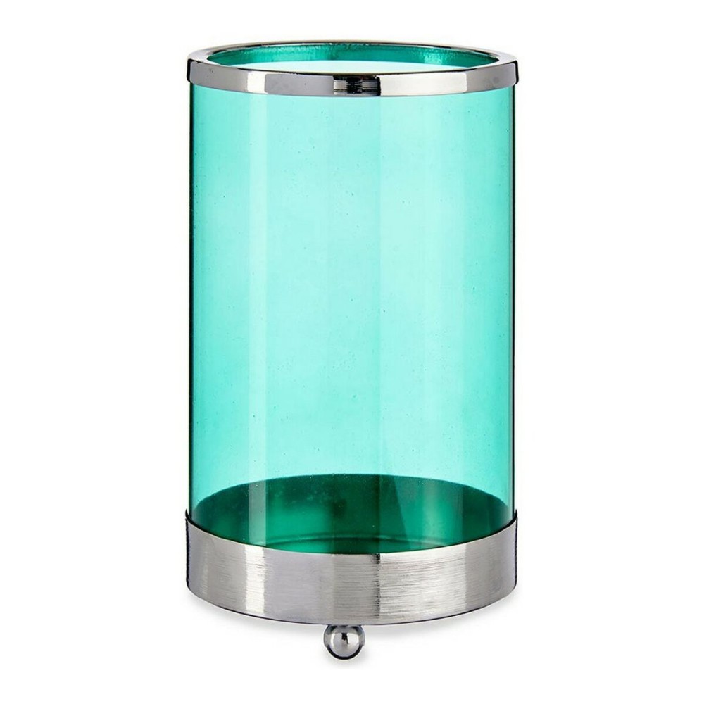 Kerzenschale Gift Decor SW120612B Blau Silberfarben Silber Metall Glas 9,7 x 16,5 x 9,7 cm Zylinder