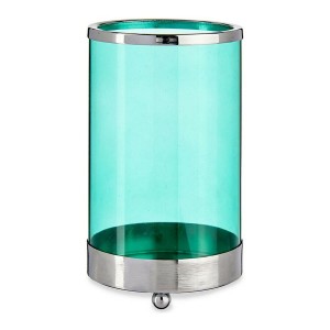 Kerzenschale Gift Decor SW120612B Blau Silberfarben Silber Metall Glas 9,7 x 16,5 x 9,7 cm Zylinder