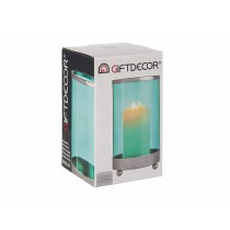 Bougeoir Gift Decor SW120612B Bleu Argenté Argent Métal verre 9,7 x 16,5 x 9,7 cm Cylindre