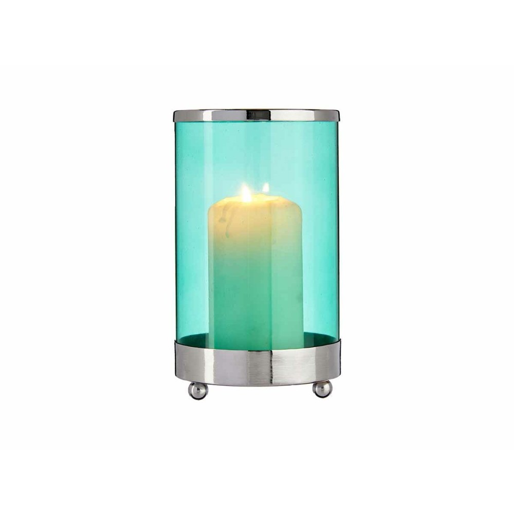 Kerzenschale Gift Decor SW120612B Blau Silberfarben Silber Metall Glas 9,7 x 16,5 x 9,7 cm Zylinder