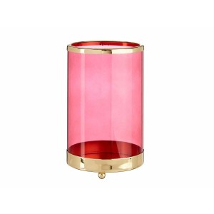 Kerzenschale Gift Decor SW120613A Rosa Gold Metall Glas 12,2 x 19,5 x 12,2 cm Zylinder