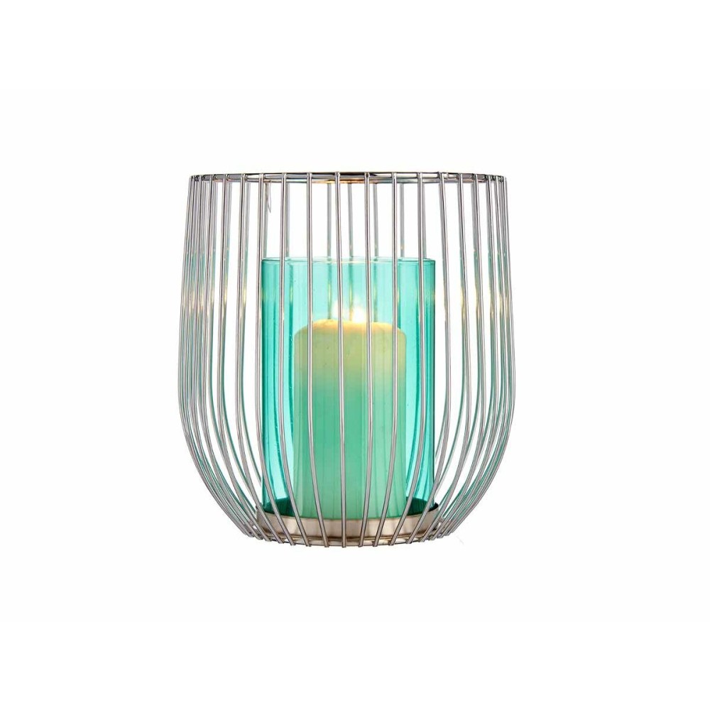 Bougeoir Gift Decor 124016B Bleu Argenté Argent Métal verre 15 x 17 x 15 cm Cage