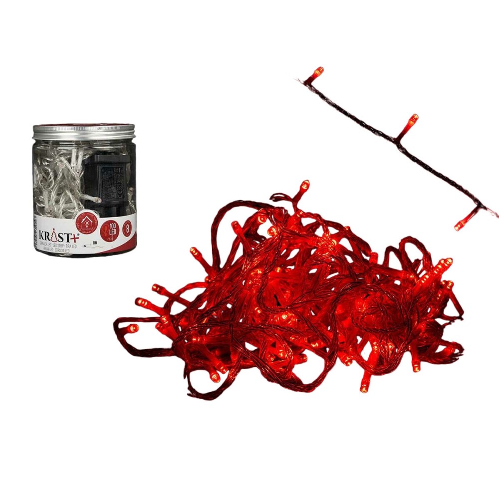 LED-Lichterkette Krist+ 8M100LED-R 3,6 W Rot 8 m 10 x 11 x 10 cm (6 Stück)
