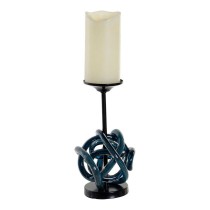 Kerzenschale DKD Home Decor Blau Metall Kristall 13 x 13 x 25 cm