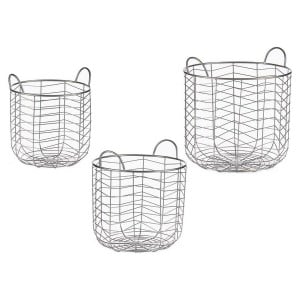 Lot de paniers Gift Decor B2609 Argenté Argent Métal 40 x 42,5 x 40 cm
